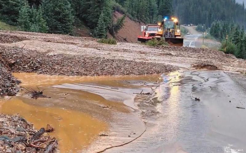Cleanup was a big task for CDOT with 8 mudslides between Silverton and Ouray photo by CDOT
