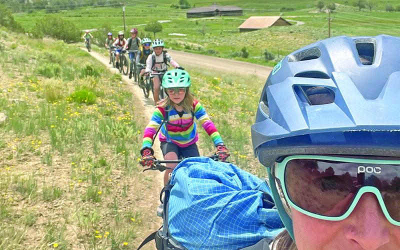 With Coach Sallie Barney, the students ended Bike Camp with a ride in Ridgway. Photo Credit Sallie Barney