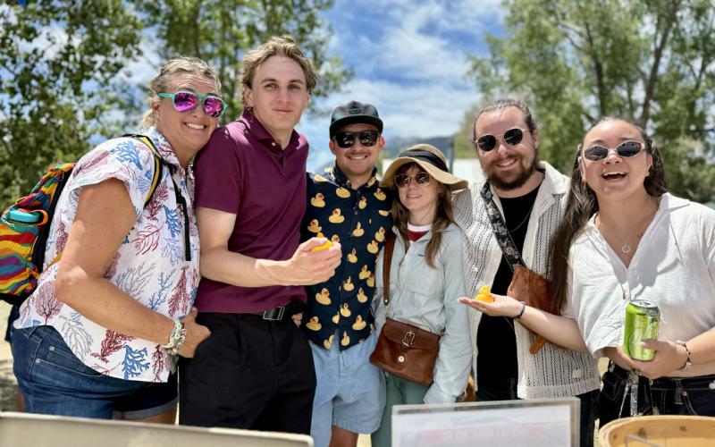 Former Silvertonian Amy Swonger with her sons Aiden and Malachy (three on left) at the Ducky Derby photo by DeAnne Gallegos