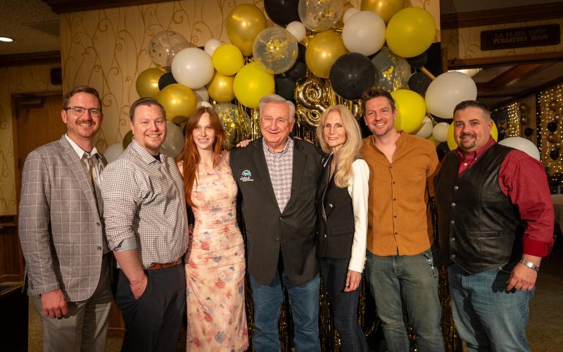The Harper Family enjoyed the evening celebrating Al Harper’s 80th Birthday! (Left to right)John, Ethan, Melanie, Al, Carol, Matt, and Jim. Photo provided by Carol Harper