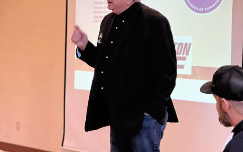 DSNGRR owner Al Harper gives a train update during the Silverton Business Summit. Photo credit DeAnne Gallegos