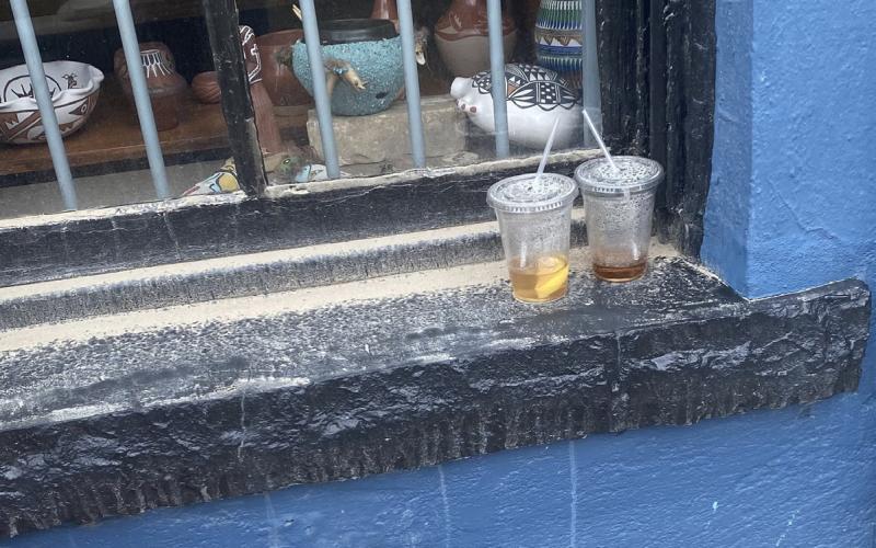 Tourist leave trash on window ledge of a downtown Silverton business on 13th &amp; Greene St. Photo credit Gina Rosato