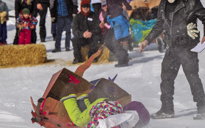 Snowscape cardboard derby spill Photo by Wesley Berg