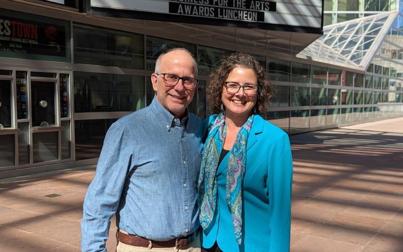 CBCA Awards Marquee - Lisa Branner and SCD Board Member Phil Antonelli Photo by SCD