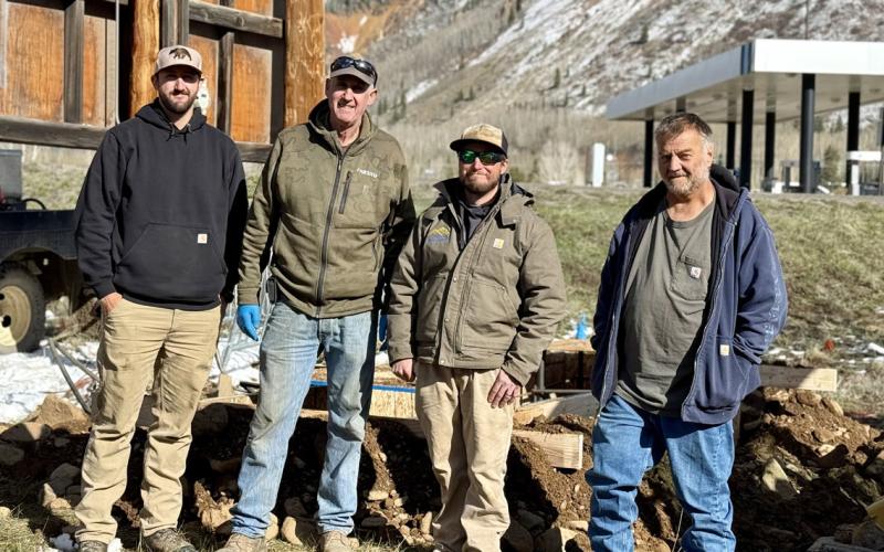 Town of Silverton Public Works crew L-R Jarod Zarkis, John Zarkis, Justin Ebelheiser and John Girodo