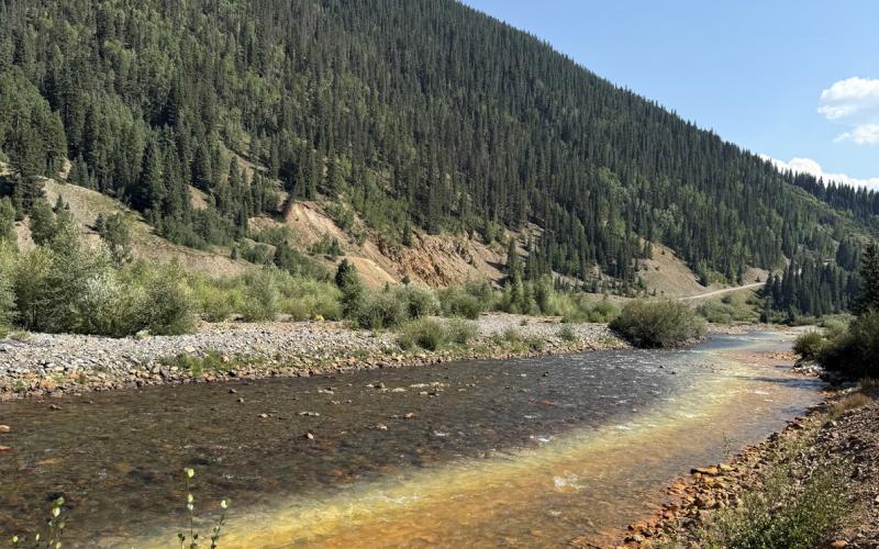 Photo of same spot on Animas River Aug 11 2025, 4 PM. Photo by Silverton Standard