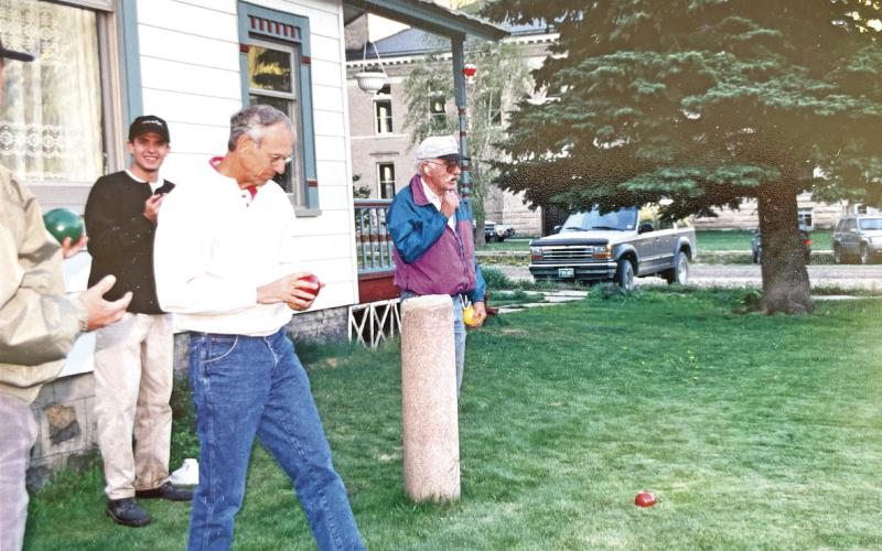 Zeke Zanoni playing Bocce on his front lawn. Photo credit the Zanoni Family