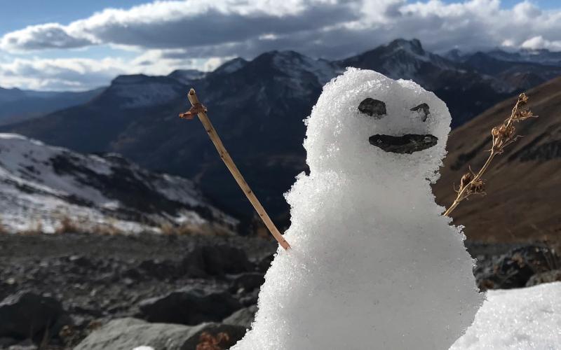 Photo credit Melanie Bergloc A happy little snowman on Kendall Mountain Road.