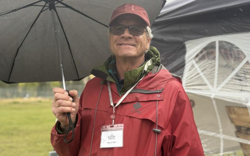 photo by DeAnne Gallegos Long time local Ken Safranski volunteers at the Silverton Creates Art Festival over the past weekend.