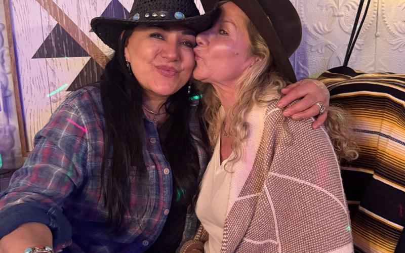 photo by DeAnne Gallegos Bent Elbow owner Angelina Noble and Lisa Risoli celebrate The Ride for Gerardo event past Saturday night