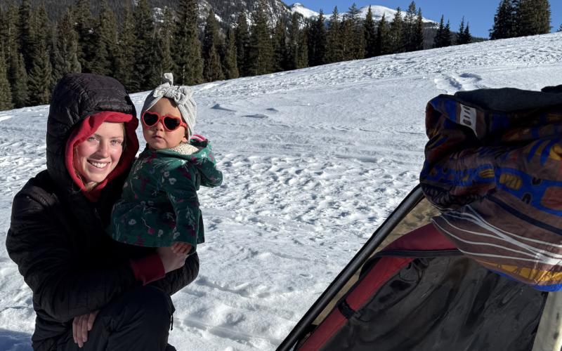 Meah and daughter Katrina Mordecai on a winter outing Photo by Meah Mordecai