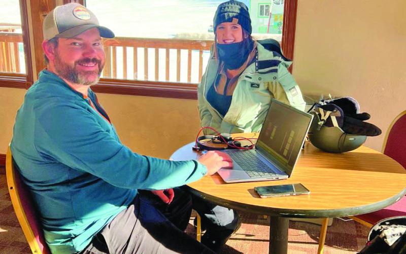 Jayden’s Mom &amp; Dad Patrick and Haley enjoying the cozy ski lodge. Photo by DeAnne Gallegos