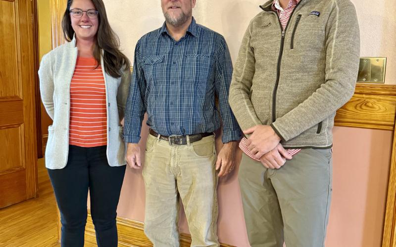 photo by DeAnne Gallegos L-R Town of Silverton Trustees Lindsey Halvorson, Dr. David Brown and Chris Brosh were all sworn into office at Monday’s Board of Trustee meeting