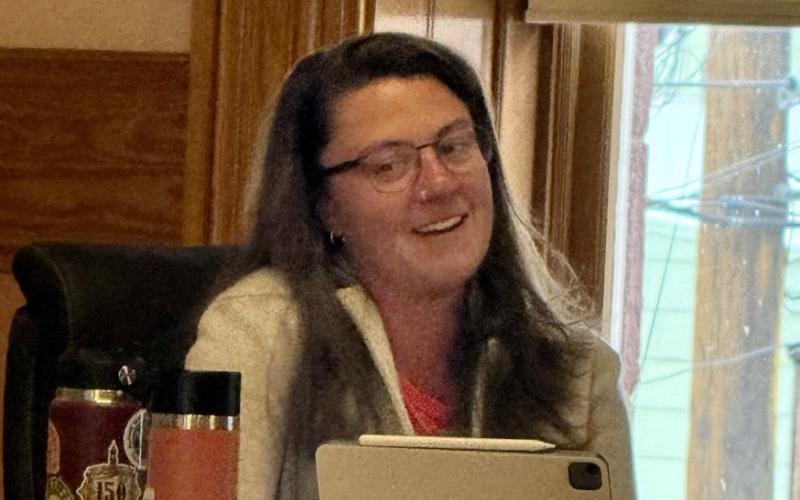 Photo by DeAnne Gallegos Town of Silverton Trustee Lindsey Halvorson at Monday nights meeting