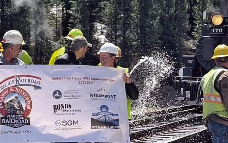 Champagne was sprayed over new tracks. Photo credit DeAnne Gallegos