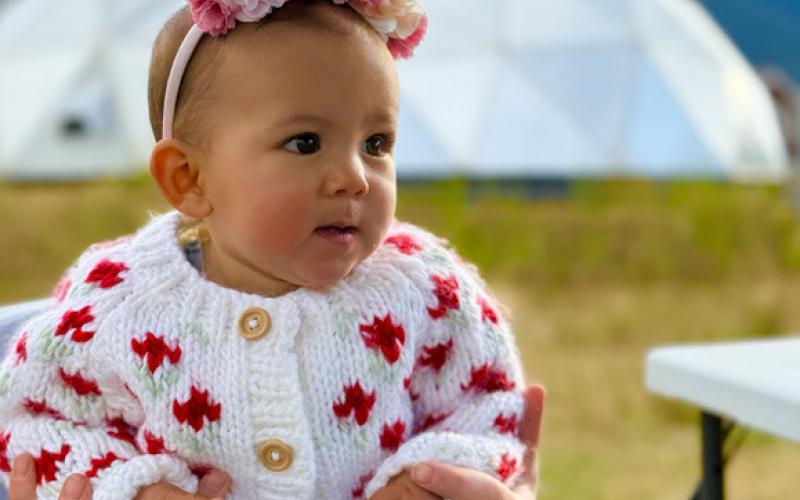 Photo by DeAnne Gallegos Silverton Baby Katrina celebrates her first Silverton fall season with her mom, Meah Mordeci, by wearing a little unicorn hat and a fall sweater.