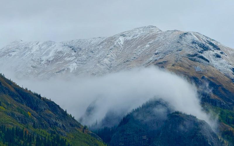Photo by DeAnne Gallegos Boulder Mountain showed off its first dusting of snow Saturday morning, and the fall leaves are starting to turn from green to yellow.