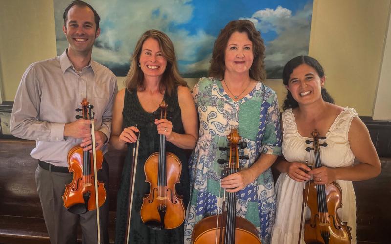 Photo by Lori Nixon The local string quartet Anvil Strings is made up of local musicians Derek Edwards, Samantha Wright, Karen Johnson &amp; Rebekah Soued-Weaver.