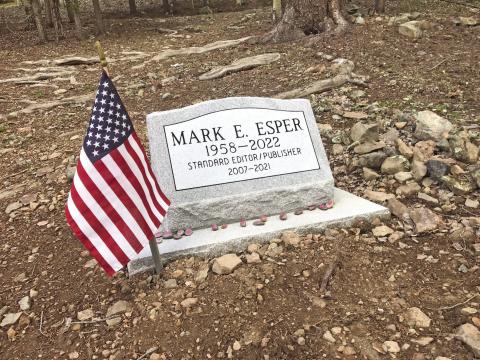 Mark Esper (former editor of The Silverton Standard) receives a flag on Memorial Day for his vigorous defense of the First Amendment and work as a correspondent in war zones. A flag for Mark Esper Photo by Margot Early