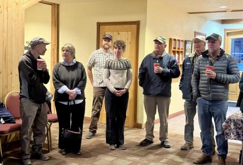 Silverton locals L-R Kevin &amp; Tiffany DeKay, Jared &amp; Elizabeth Stuffings, Terry Morris, Ken Balleweg and Dr. David Brown at the Candidates night photo by DeAnne Gallegos