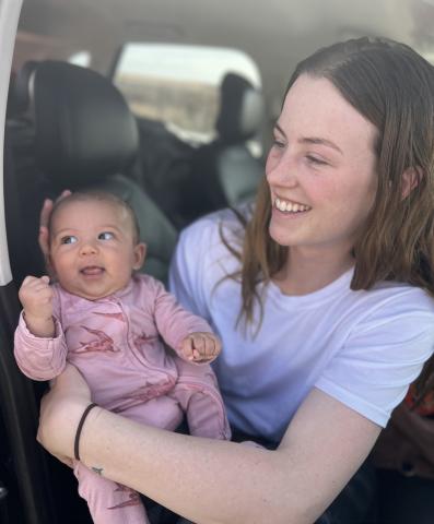 Katrina and her mom Meah take a pit stop in Tuba City where DeAnne Gallegos also was traveling through at the same time. Katrina couldn’t keep her eyes off her Grandma Sara Mordecai. Photo credit DeAnne Gallegos