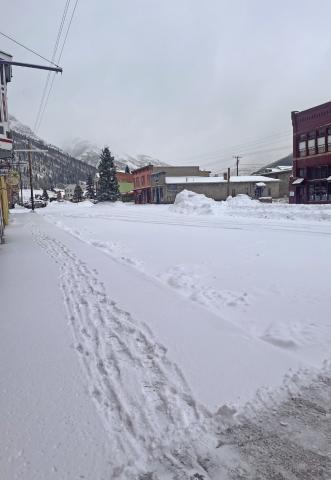 Photo credit Scott Fetchenhier The footprints of brave souls trekking through the snow in search of coffee.