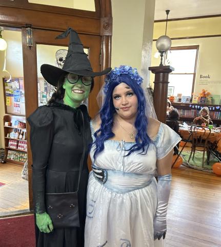 Photo by Misti Anderson Misti Anderson and Madelynn Minjaes at the library’s Halloween party.