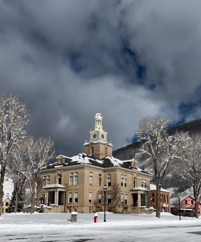 San Juan County Courthouse after recent snowstorm Photo credit DeAnne Gallegos