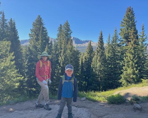 Pat Schmidt and grandson Weston Phillips hiking in the San Juans. Photo credit Zoe Phillips