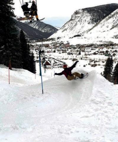 Nate Latimer racing down the course. Photo by Idarado Media