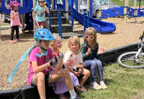 Photo credit Sterling Blankenship Local kids enjoying popsicles at Willow Blankenship’s birthday party in the park.