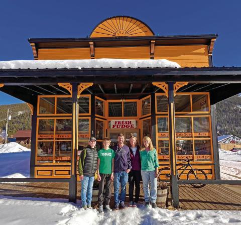 The Joyce family with Janice Sanders outside The Old Arcade. Photo credit DeAnne Gallegos