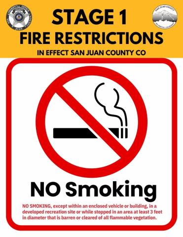 San Juan County Colorado Reduced to Stage 1 Fire Restriction as of Saturday August 1, 2026
