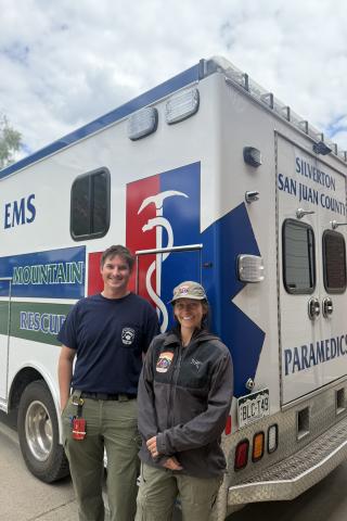 Lucas Anderson and Kelly Weakley with the Silverton Medical Rescue Team. Photo by DeAnne Gallegos