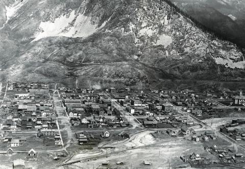 Silverton in 1914, as seen from Kendall Mountain. Notably the photo includes a rare glimpse of the old Town Hall on Blair Street. Photo courtesy San Juan County Historical Society