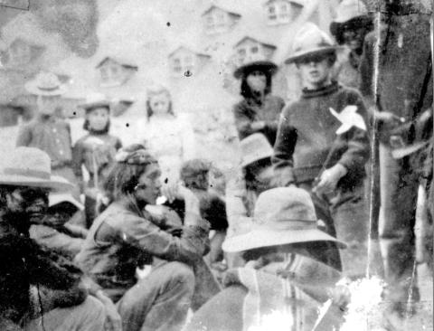 Photo courtesy of San Juan County Historical Society A group of Navajo railroad laborers in Eureka, pictured just northwest of the old Sunnyside Mill. The laborers worked on extending the Silverton Northern Railroad from Eureka to Animas Forks in the summer of 1903, 120 years ago.