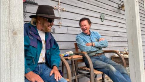 Frank Lee and Mike Geryak hanging out on the porch. These two were close friends and spent lots of time together Photo by Les Clements