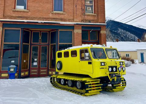 Photo credit DeAnne Gallegos We have all types of transportation up here in snowy Silverton, including a variety of Snowcats, this one is named “Disco Cat”.