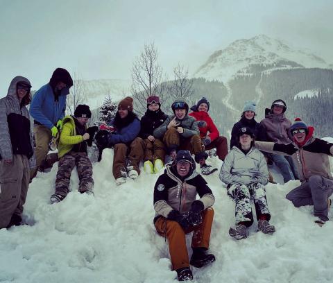 Class learning about staying safe outside Photo by Silverton Avalanche School