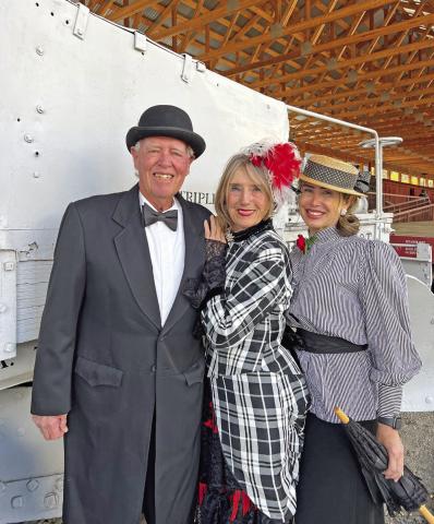 Folks (including the notorious Miss Kitty) attending the Railroad Outdoor Museum ribbon cutting