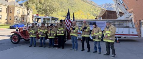 Fire Chief Gilbert Archuleta leads a prayer in remembrance of the 25th Anniversary of 9/11 Photo by Gina Rosato