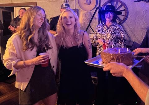 Amie Gardiner and Feile Brown celebrated their birthdays together with the El Bandito House Band last Saturday night. Photo by Dr. Yvonne Naughton
