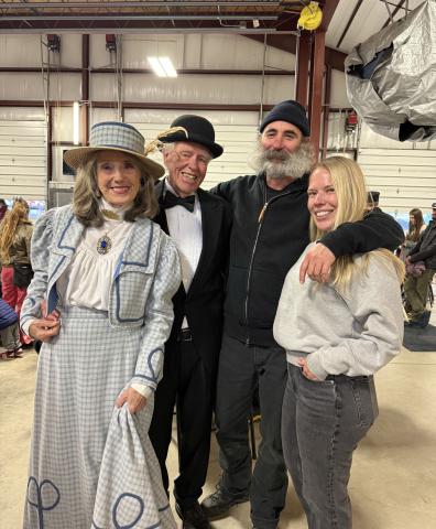 Carolyn and Richard Wilcox pose with Angelo and Allyn, same color scheme, different decade of clothing. Very fitting for the 150th Anniversary party photo by DeAnne Gallegos