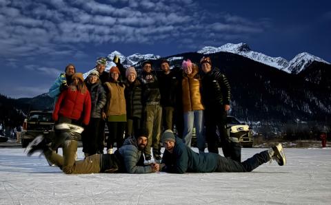 These Silverton Locals spent celebrating the New Year in Silverton on ice (left to right - back row: Joel Kuenning, Critt Kuenning, Jules Ledford, Matthew Cecil, Lindsey Halvorson, Anne Chase, Jack Klim, Jackson Perry, Sarah Moore, Thomas Moore, front row: Dustin Eldridge, Ryan McClure Photo by Thomas Moore
