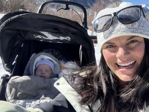 Tracy Lynn and new baby, Ottis, enjoying the outdoors!