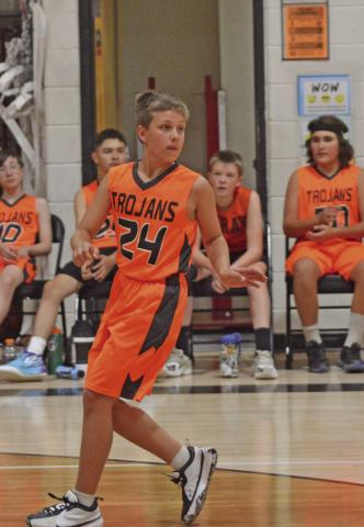 Elliot Barszcz looks for a pass in the “A” team game against Dove Creek, October 17, 2023. Photo credit- Dayna Kranker