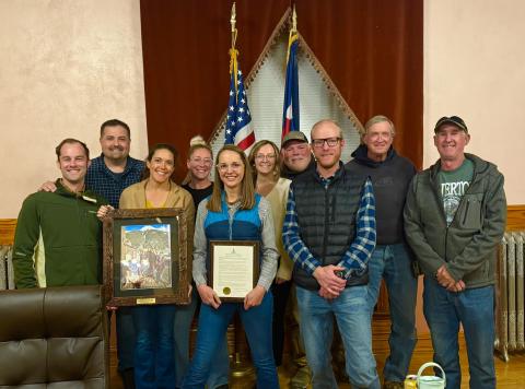 (Left to right) Derek Green, Jim Harper, Dayna Kranker, Melina Marks, Gloria Kaasch-Buerger, Amie Gardiner, Bevin Harris, Tyler George, Ron Wakefield, John Zarkis. Photo by TOS