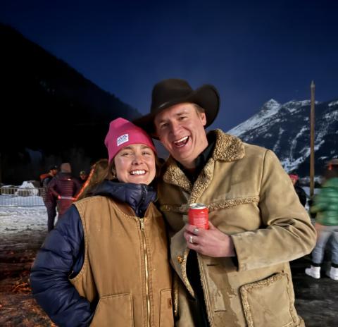 Lucy Mulvihill and Pete were all smiles at the Emberglow bonfire photo by DeAnne Gallegos