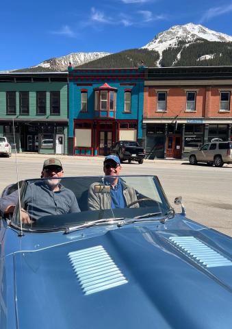 Telluride Blues and Brews founder Steve Gumble (left) and Reato from Telluride (right) come over to Silverton every spring to visit with local friends. Photo credit DeAnne Gallegos
