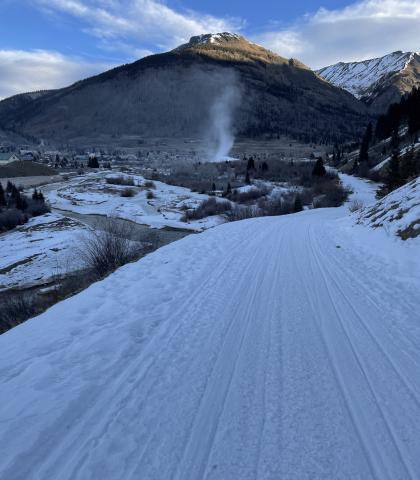 Fire? Nope! Just snow making in preparation for Skijoring